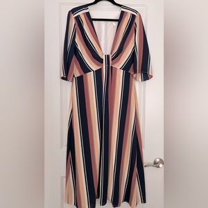 Leith Mid Length Dress, Multi Color Stripes, size XL